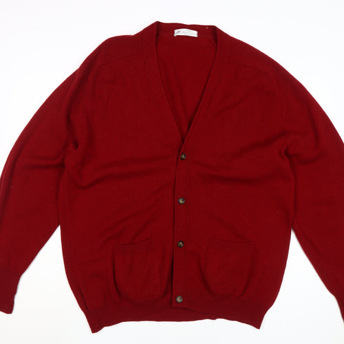 Marks and Spencer Red Wool Cardigan for Men - Size L