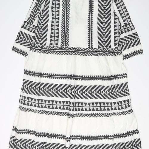 Next Women's Black & White Cotton Kaftan Dress Size 14
