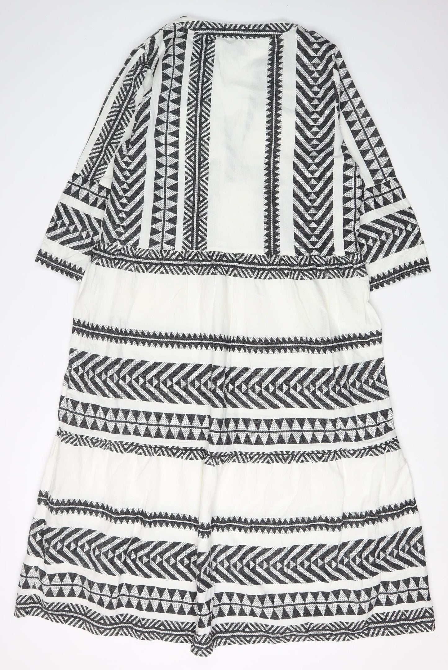 Next Women's Black & White Cotton Kaftan Dress Size 14