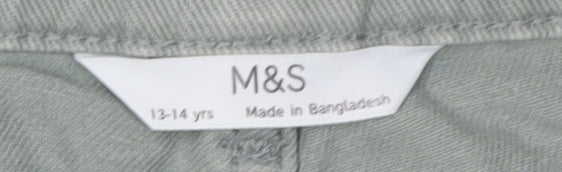 Marks and Spencer Girls Green Chino Shorts 13-14 Years