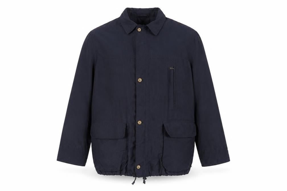 Front view of Bush Men's Blue Mid-Length Casual Jacket, size 42