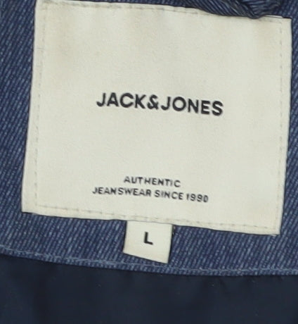 Jack & Jones Men’s Blue Hooded Windbreaker Jacket L