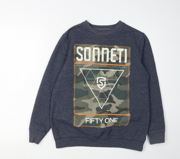 Sonneti Boys Blue Camouflage Graphic Sweatshirt 12-13 Years