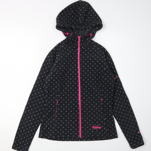Trespass Girls Black Polka Dot Hooded Jacket 11-12 Years