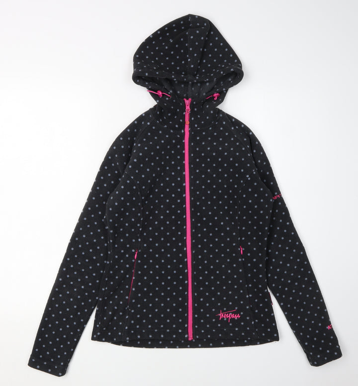 Trespass Girls Black Polka Dot Hooded Jacket 11-12 Years