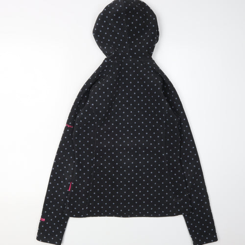 Trespass Girls Black Polka Dot Hooded Jacket 11-12 Years