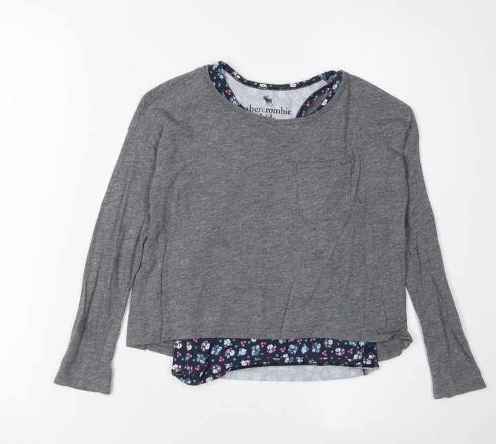 Abercrombie Kids Girls Grey Pullover T-Shirt 7-8 Years