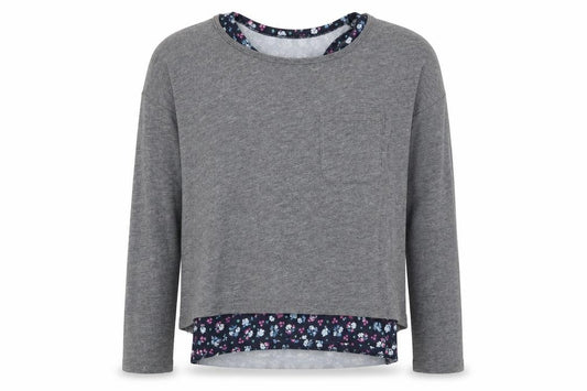 Front view of Abercrombie & Fitch Kids girls’ grey pullover t-shirt 7-8 years