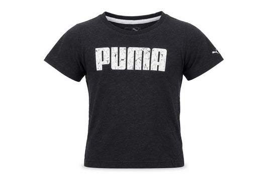 Front view of Puma unisex toddler black graphic t-shirt 1-2 years