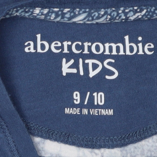 Abercrombie Kids Girls Blue Floral T-Shirt, Size 10, Excellent Condition