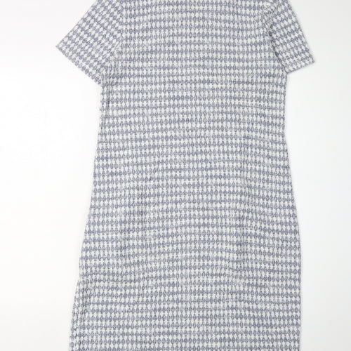 Mantary Women's Blue Geometric Knit Shift Dress
