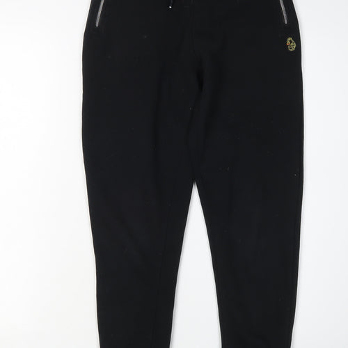 Luke Boys Black Jogger Trousers 12-13 Years Cotton Blend