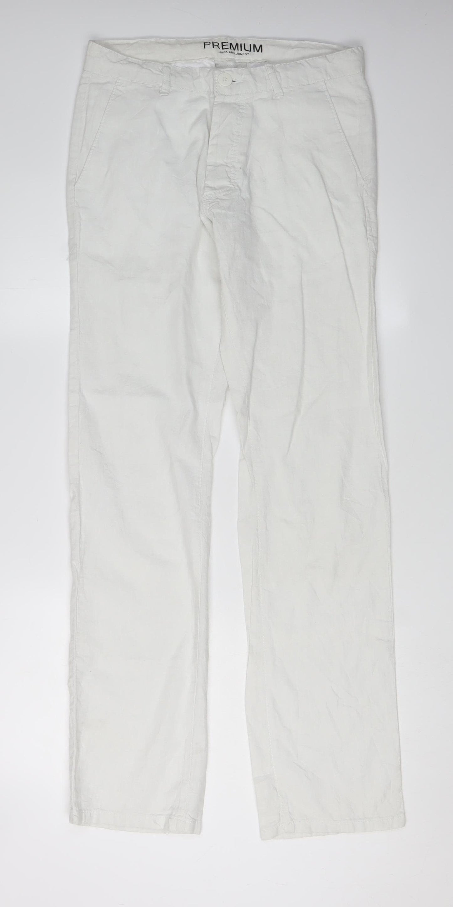 Jack and Jones Men's White Straight Trousers Size 30