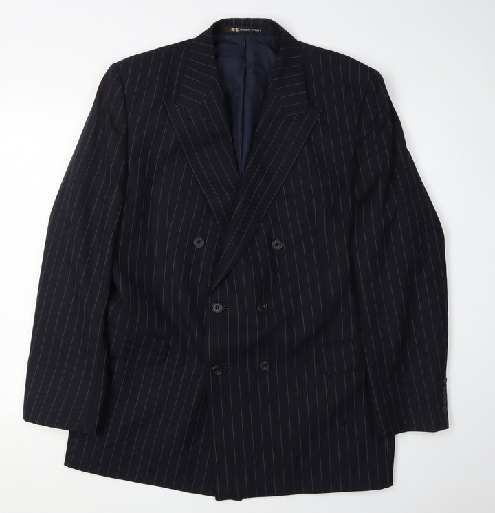 Daks Men's Blue Wool Blazer, 40R, Double-Breasted