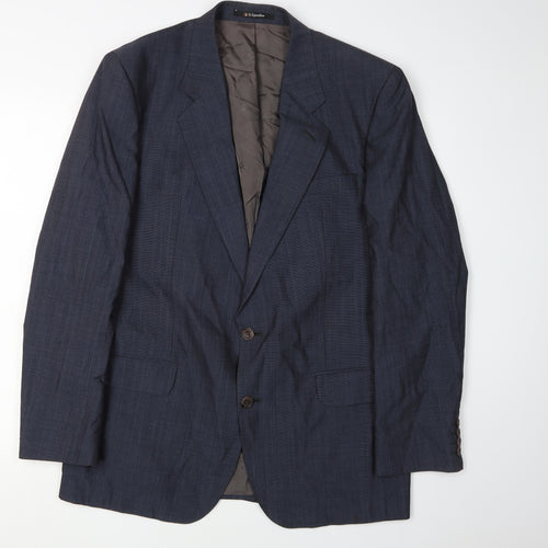 DAKS Men's Blue Wool Blazer 42R Classic Striped