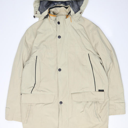 BUSH Men's Beige Parka Coat, Size R36, Hooded Casual