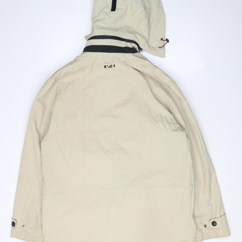 BUSH Men's Beige Parka Coat, Size R36, Hooded Casual
