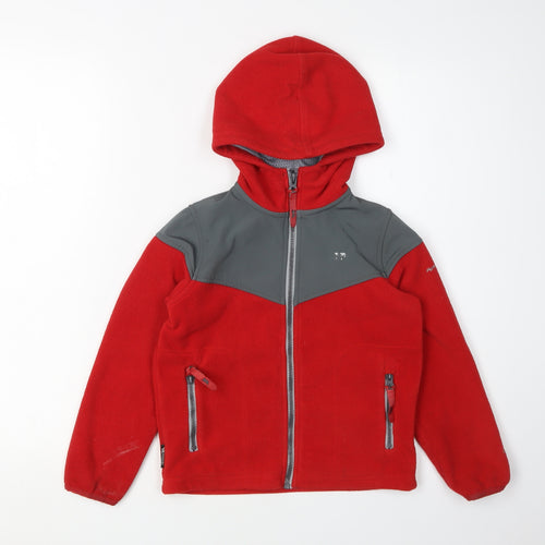 Trespass Boys Red Fleece Hooded Jacket, Size 5-6 Years