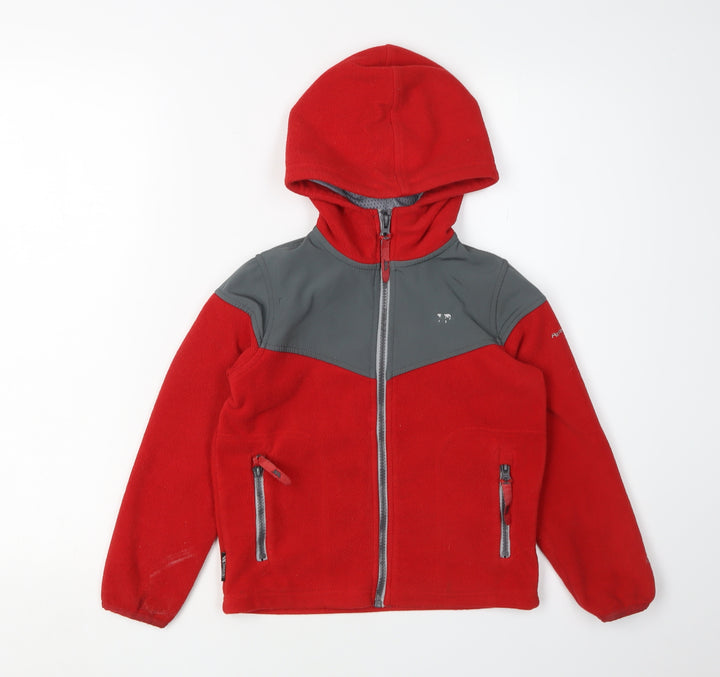 Trespass Boys Red Fleece Hooded Jacket, Size 5-6 Years
