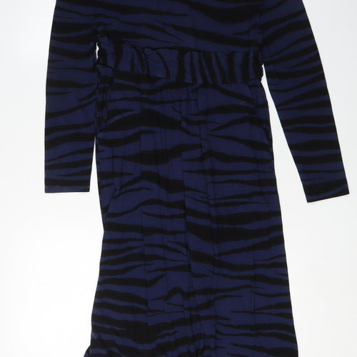 Boden Women's Blue Animal Print Long Sleeve Dress