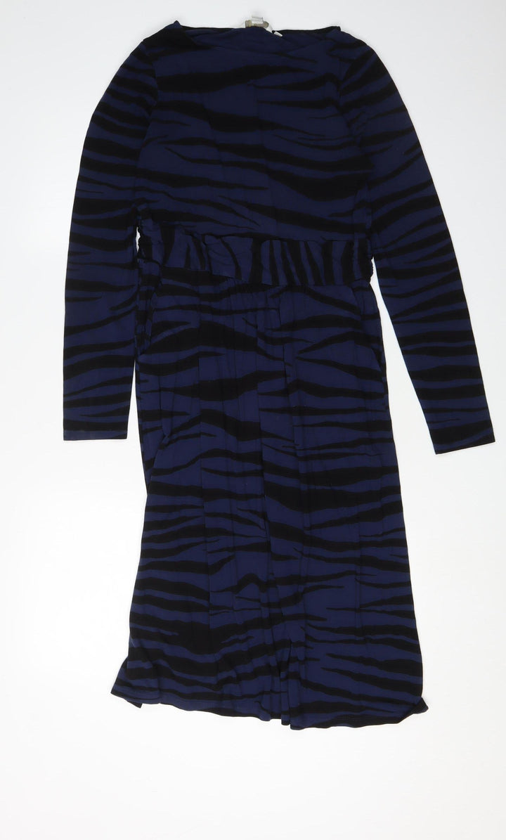 Boden Women's Blue Animal Print Long Sleeve Dress