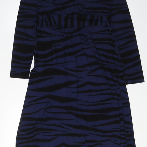 Boden Women's Blue Animal Print Long Sleeve Dress