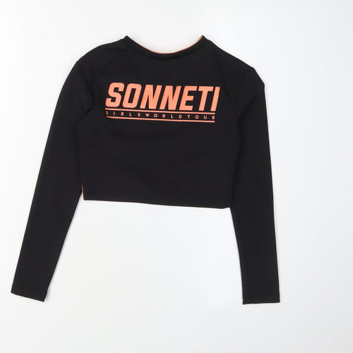 Sonneti Girls Black Cropped Long Sleeve Top, 8-10 Years, Casual