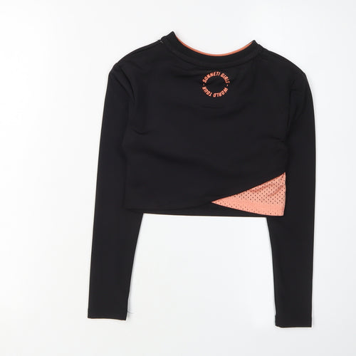 Sonneti Girls Black Cropped Long Sleeve Top, 8-10 Years, Casual