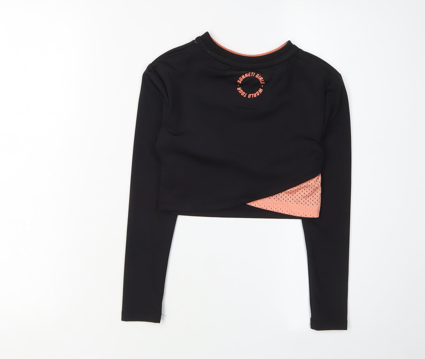 Sonneti Girls Black Cropped Long Sleeve Top, 8-10 Years, Casual