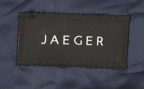 Jaeger Men's Black Pinstripe Blazer, Size 44L, Wool