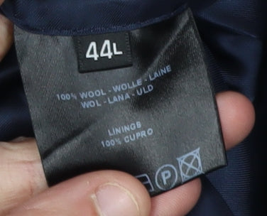 Jaeger Men's Black Pinstripe Blazer, Size 44L, Wool