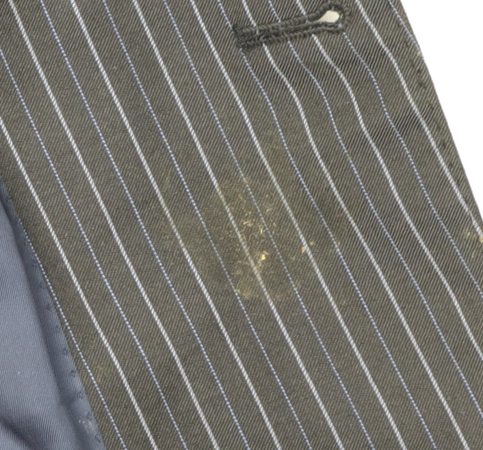 Jaeger Men's Black Pinstripe Blazer, Size 44L, Wool