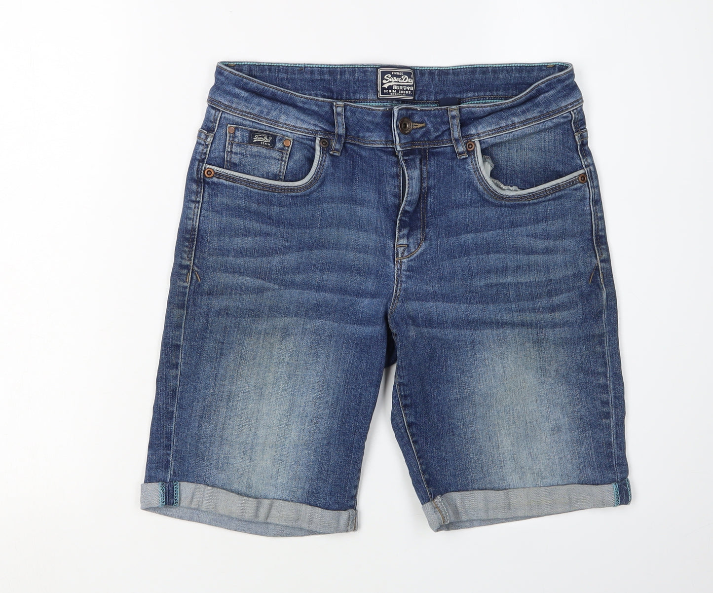 Superdry Men's Blue Denim Bermuda Shorts Size 30