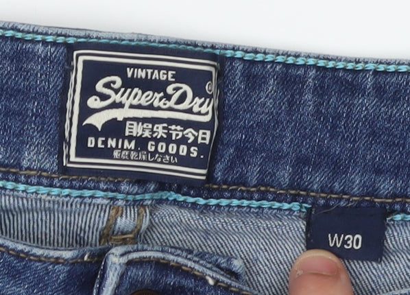 Superdry Men's Blue Denim Bermuda Shorts Size 30