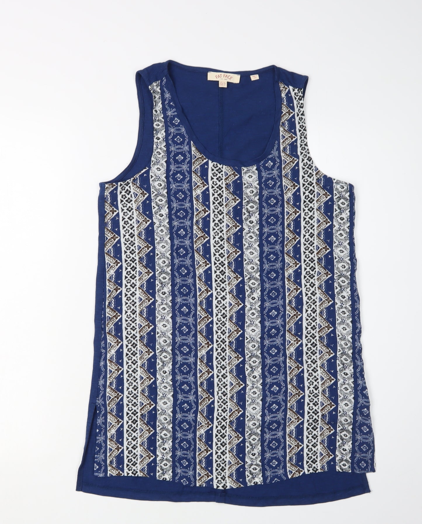 Fat Face Women's Blue Geometric Tank Top UK 8