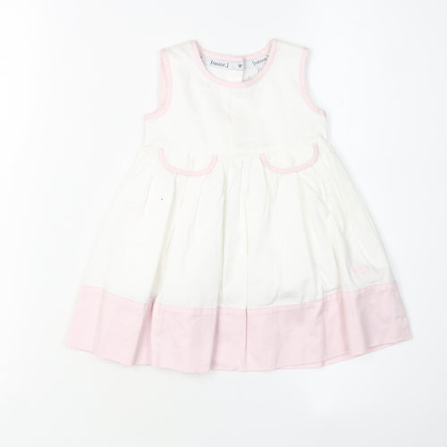 Jasper Conran Girls White Pink A-Line Dress 6-9 Months