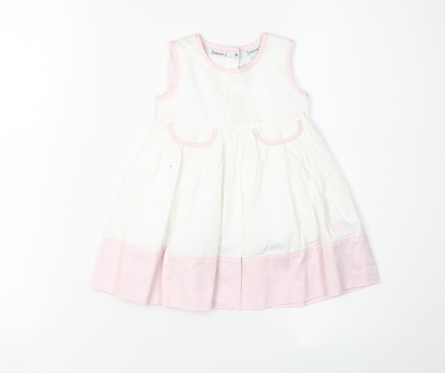 Jasper Conran Girls White Pink A-Line Dress 6-9 Months
