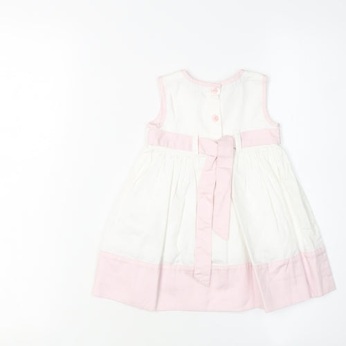Jasper Conran Girls White Pink A-Line Dress 6-9 Months