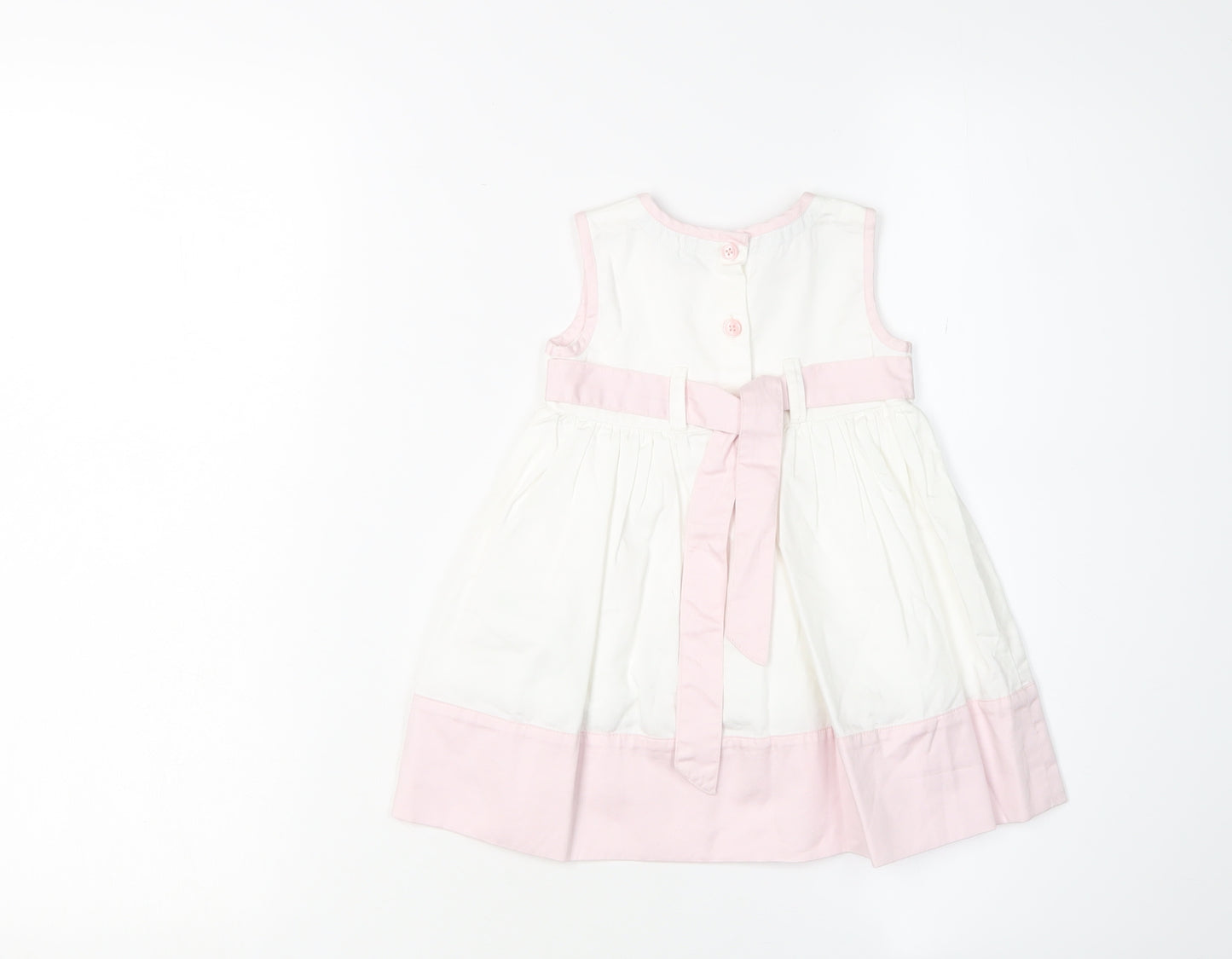 Jasper Conran Girls White Pink A-Line Dress 6-9 Months