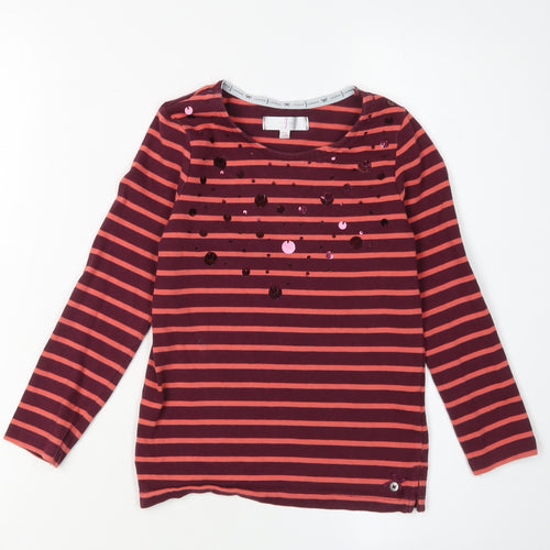 Jasper Conran Girls Red Striped Sequin T-Shirt 7-8 Years