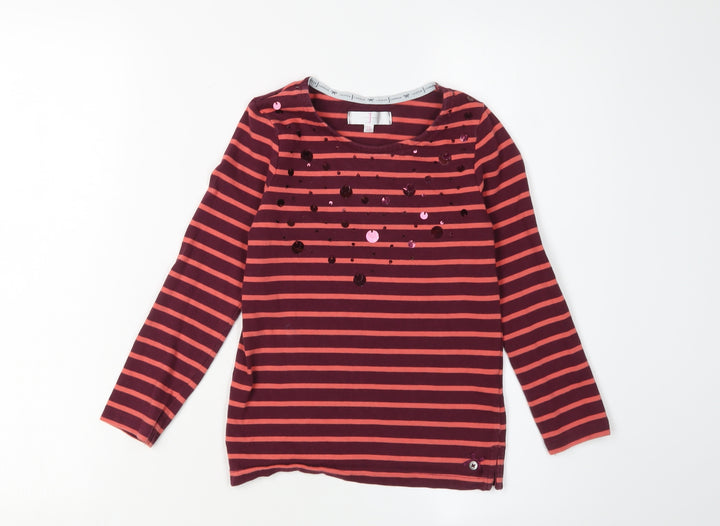 Jasper Conran Girls Red Striped Sequin T-Shirt 7-8 Years
