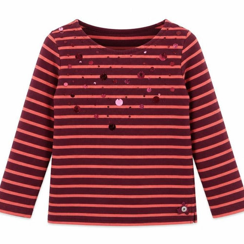 Jasper Conran Girls Red Striped Sequin T-Shirt 7-8 Years
