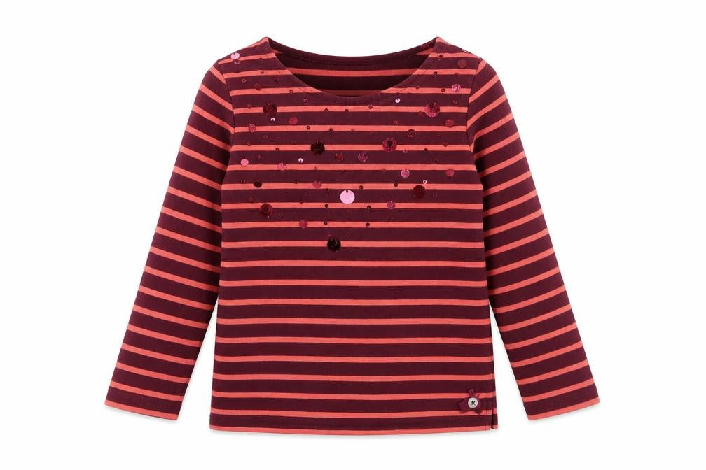 Jasper Conran Girls Red Striped Sequin T-Shirt 7-8 Years