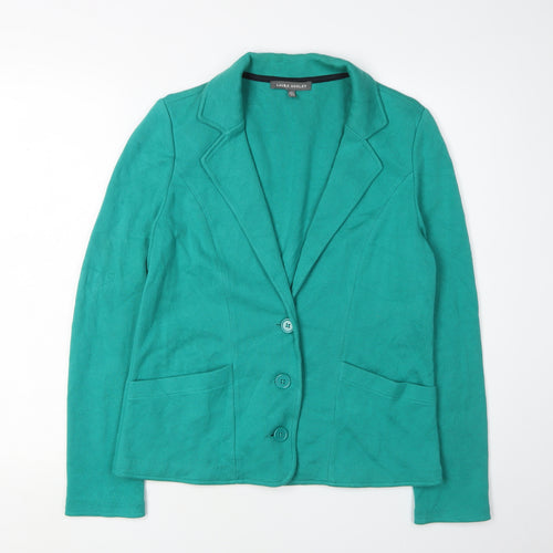 Laura Ashley Green Cotton Blazer, Women Size 8, Casual Wear