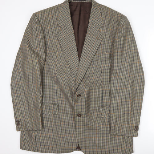 Brook Taverner Men's Brown Tweed Blazer, Size 44R, Check Pattern
