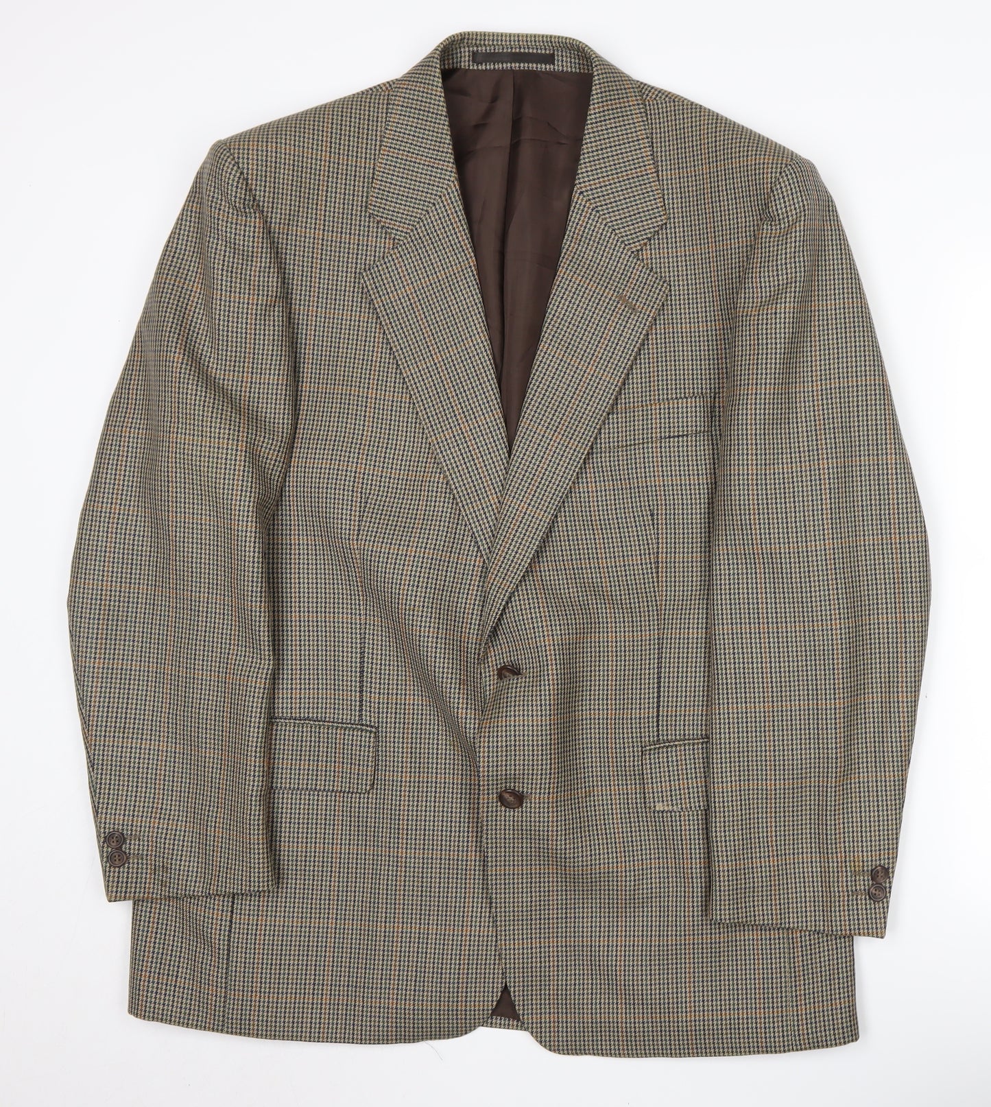 Brook Taverner Men's Brown Tweed Blazer, Size 44R, Check Pattern