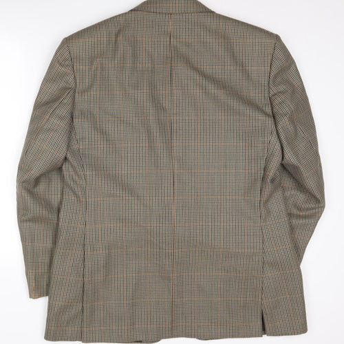 Brook Taverner Men's Brown Tweed Blazer, Size 44R, Check Pattern