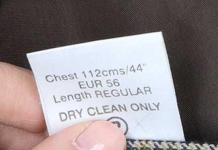 Brook Taverner Men's Brown Tweed Blazer, Size 44R, Check Pattern