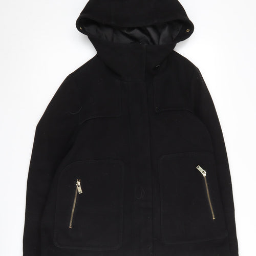 Zara Women's Black Wool Parka Jacket Size 12