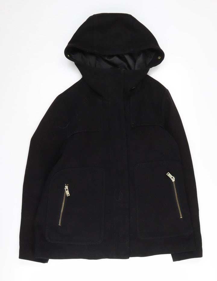 Zara Women's Black Wool Parka Jacket Size 12